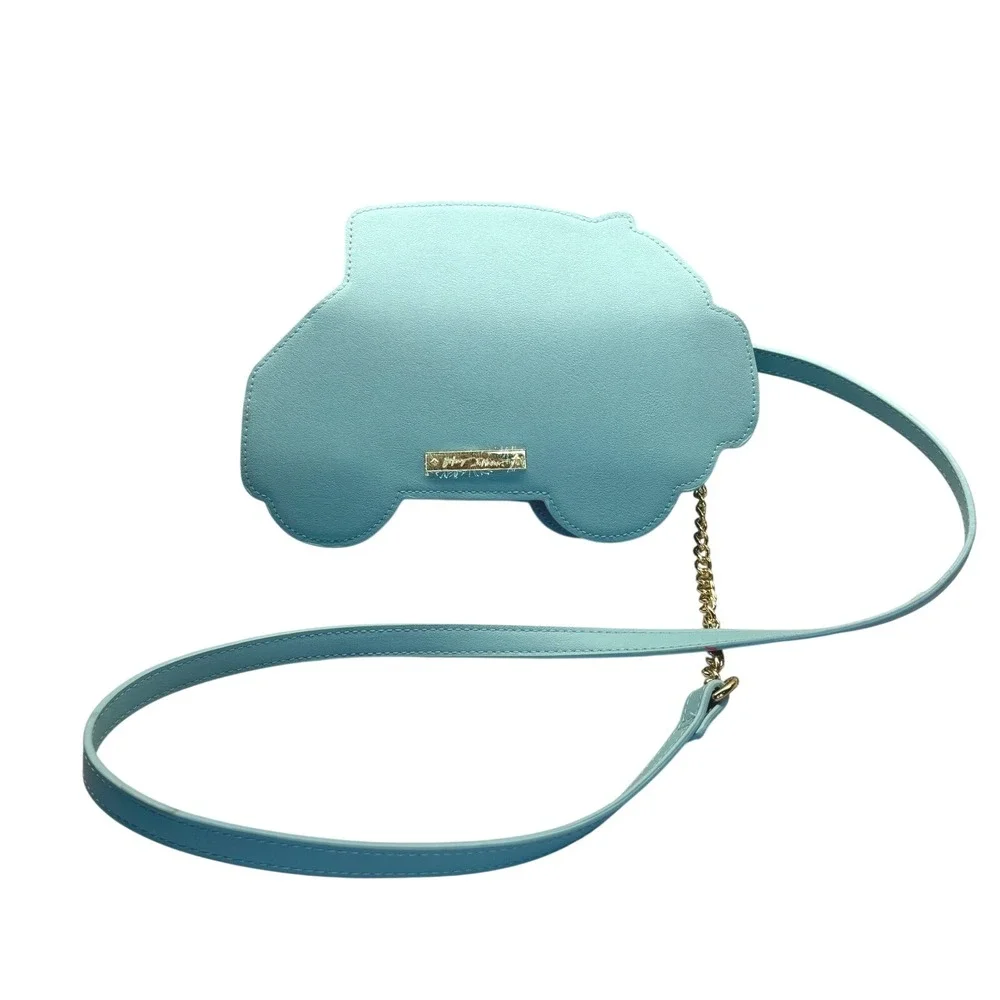 Betsey Johnson Crossbody Bag‎ Womens Small Blue Pink Frenchie Car Novelty Purse